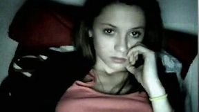 Pallid quite slim amateur webcam girl was tenderly rubbing her clit