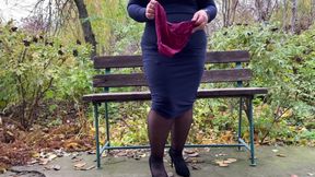 My Perverted Mother-in-law Gets My Cum in the Park on a Bench
