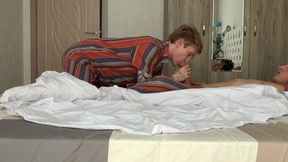 Iwoke up My Friend with a Blowjob, His Cock Got Hard Instantly, Deepthroat and Tight Twink Ass Fuck