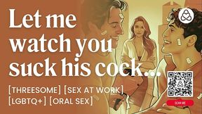 ASMR Audio Porn: Bisexual Male MFM Threesome with Femdom Female Boss &ndash_ Cock Sharing &amp_ DP &ndash_ Erotic Audio