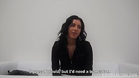 Nice Darkhair Plays With Male Pole At The Casting