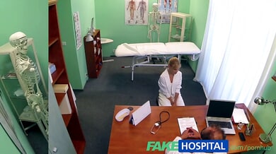 Medical roleplay turns steamy as a blonde nurse gets double-teamed by two doctors