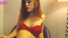 Beauty redhead fingering her snack