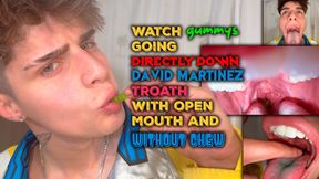 Macro vore David Martinez swallows tiny person with open mouth you can see the going down