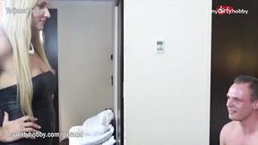 ”Smoking Sexy Blonde Gets To Be Teased By Two Horny Dudes With Huge Dongs - Free Porn Video”