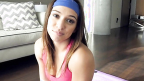 Athletic sweetie in yoga pants fucking huge dick