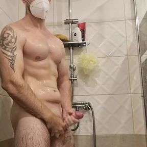 Big Boy in Shower Masturbating