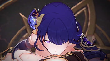 Raiden Shogun from Genshin Impact is getting fucked by Aether