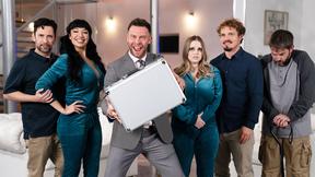 ”Buxom big boobs Stepmoms fuck stepfamily to win prize on a game show”