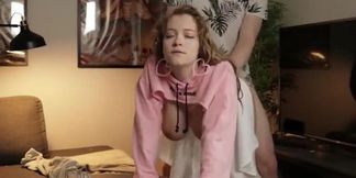 Amateur big boob girl gets doggystyle fucked and creampied