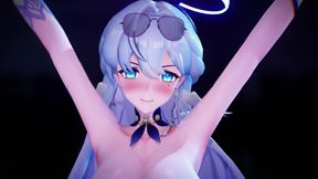 [mmd] Robin Queencard Transparent Open Swimsuit Anal Plug Big Shake; Pussy Exposed