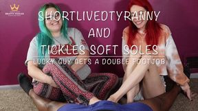 Lucky Guy Gets a Double Footjob from TicklesSoftSoles & ShortLivedTyranny