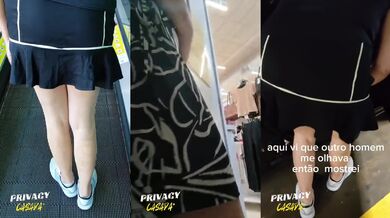 Racy wife flashes lace panties in crowded supermarket