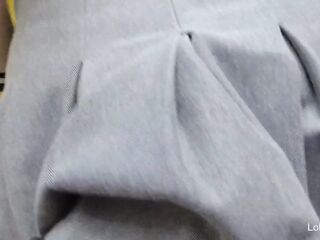 cutie shows vagina upskirt out of pants in the store