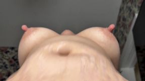 Chubby Asian Latina Mature Milf Riding Dildo Cumming Big Nipples Flapping Tits