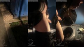 amateur boy opens street public toilets, catches his ginger friend peeing and lends him a helping hand