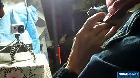 Busty granny sucks small cock and craves for a taste of cum