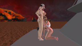 One Gorgeous Shemale Services Two with Handjob &amp; Blowjob, Then 69 &amp; Ass Fuck in 3D Threesome Hentai