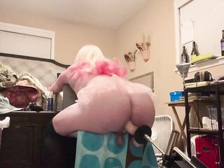 Getting my creamy sissy snatch railed by the screw machine