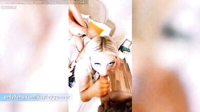 Hot blonde and brunette babe duo play with huge inked BWC - Kayley Gunner x Lena The Plug