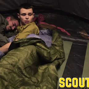 ScoutBoys Scout twink Oliver James and bud sneak bareback tent sex