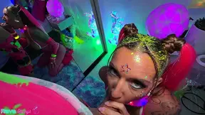Kyla J gives intense rimjob in neon rave with Richard Glaze