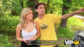 Hot blonde with huge boobs has sex in front of her virgin boyfriend