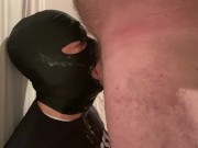 Straight alpha giving no escape sloppy throatfuck to his personal faggot cocksucker