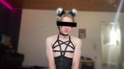 Cute Femboy teases himself in chastity with vibrator and dildos