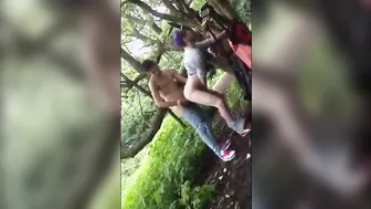 Twink and twunk bareback anal fuck in the forest