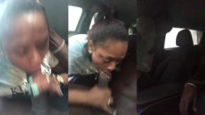 ebony slut gives public blowjob in car