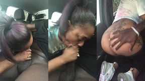 ebony slut gives public blowjob in car