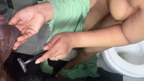 Tamil Big Tits Aunty Shaved Her Boy Friend and Sex Romance Boob Press in Bathroom