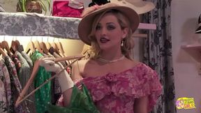 Shopping turns into a lustful lesbian threesome with the brunette worker and two blonde customers