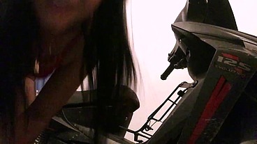 Wild masturbation show and final cum on my bike