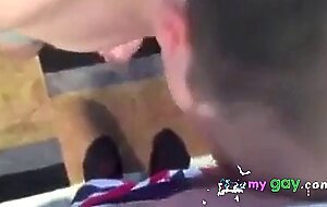 Big-cock amateur gets a blowjob from his buddy and cums hard