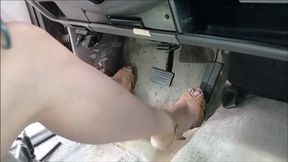 Cranking and revving sexy wooden high heels