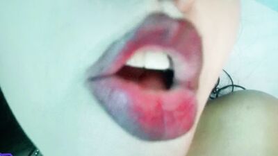 Gothic babe masturbates her pink hairy pussy while moaning a lot, her MILF stepmom records her with her cell phone, lesbian POV