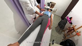 Orthopedic doctor takes off the patient's clothes and ejaculates on her face.