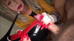 Handjob with long red fingernails and latex gloves - full clip - (1280x720*wmv)