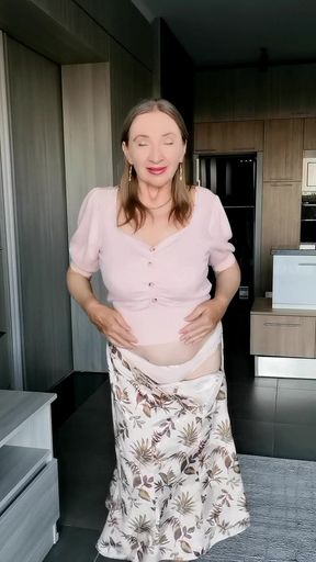 Busty Granny Teasing in Pink