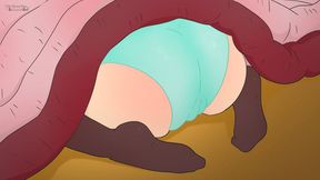 Grandma's protruding behind attracts grandpa's old cock in anime