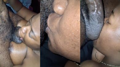 Big sloppy kisses and licks all over her gorilla ass after she deepthroats daddy's fat dick