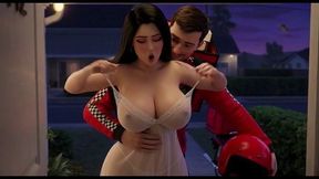 Curvy Woman In Sheer White Robe Pleads Late-night Delivery Boy
