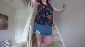 Stepmom in Denim Skirt Masturbates for Stepson JOI