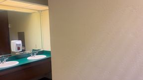 Stroking this married BBC in the public bathroom and cumming