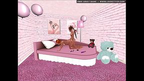 Two girls have fun with toys in 3D game - www.lovecity3d.com