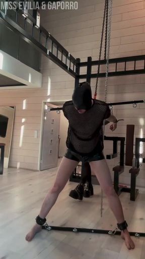 Goth domina teases with pegging bondage