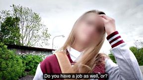 Picked up college babe fucks fake priest in the back of a van