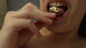 Giantess Girl Eats a Tiny Human and Sucks Him